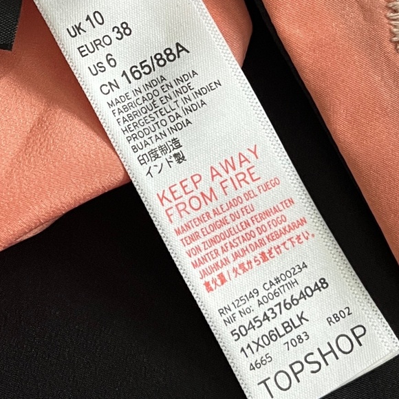 Top Shop Kimono Size 6 Black/Peach Reversible - Picture 12 of 12